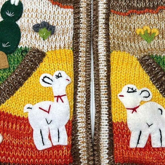 Alpaca Handmade Hooded Sweater Nature Animal Unisex Sz 8 - Picture 3 of 9